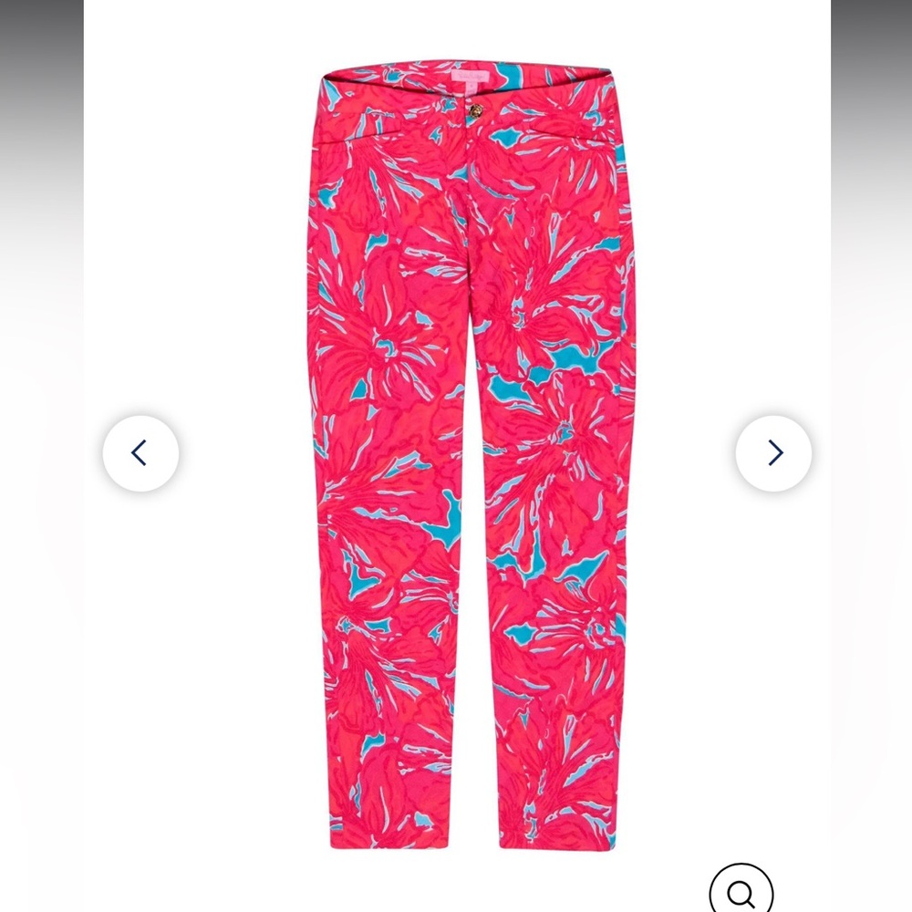 Lily Pulitzer Pink and Blue Floral Skinny Trouser Pant Size 0